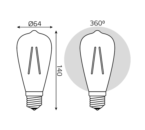 Лампа светодиодная Filament ST64 10W 970lm 4100К Е27  157802210  Gauss