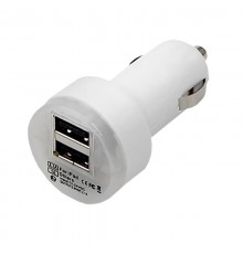 Автозарядка в прикуриватель 2хUSB с индикацией (АЗУ) (1000+2100 mA) белая  18-1189  REXANT