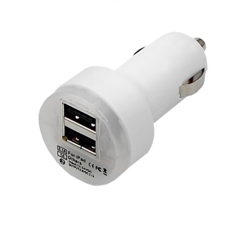 Автозарядка в прикуриватель 2хUSB с индикацией (АЗУ) (1000+2100 mA) белая  18-1189  REXANT