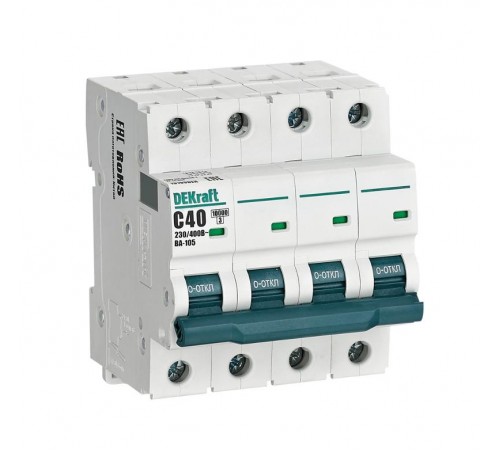 Выключатель автоматический четырехполюсный ВА-105 40А C 10кА  13193DEK  DEKraft