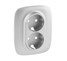 Valena ALLURE Алюминий Накладка розетки с/з 2-ной  754957  Legrand