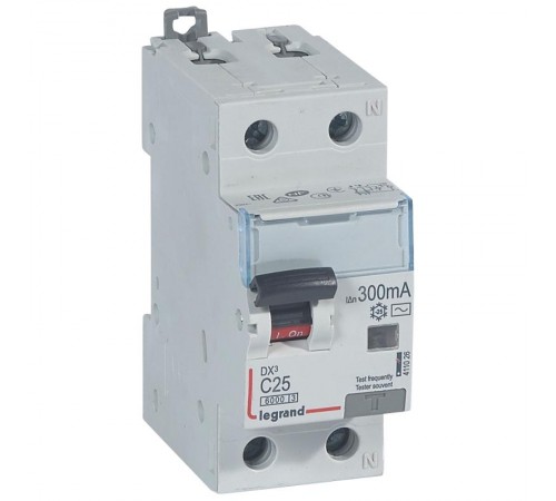 Выключатель автоматический дифференциального тока DX3 6000 1п+N 25А С 300мА тип AС  411026  Legrand