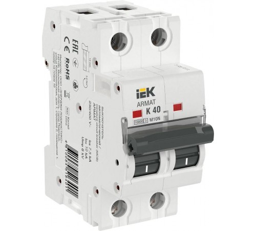 Выключатель автоматический двухполюсный M10N 2P K 40А 10кА ARMAT  AR-M10N-2-K040  IEK