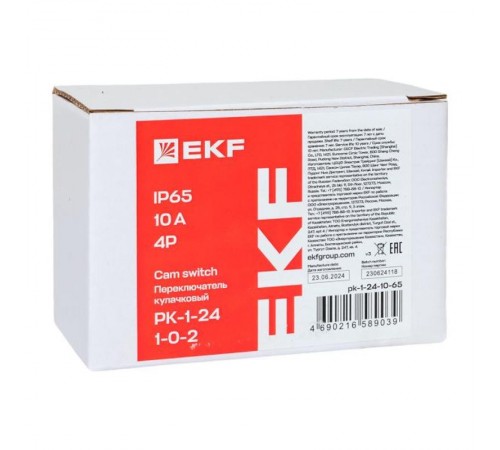 Переключатель кулачковый ПК-1-24 10А 4P "1-0-2" IP65  pk-1-24-10-65  EKF