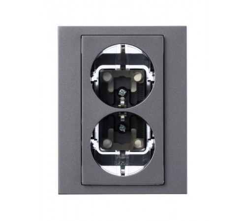 ABB Levit Сталь / дымчатый чёрный Розетка 2-ая с з/к со шторками 16А  5522H-C03457 69W  2CHH223457C6069  ABB