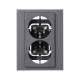ABB Levit Сталь / дымчатый чёрный Розетка 2-ая с з/к со шторками 16А  5522H-C03457 69W  2CHH223457C6069  ABB