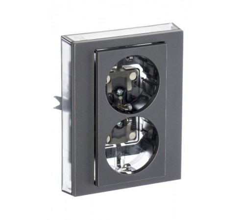 ABB Levit Сталь / дымчатый чёрный Розетка 2-ая с з/к со шторками 16А  5522H-C03457 69W  2CHH223457C6069  ABB