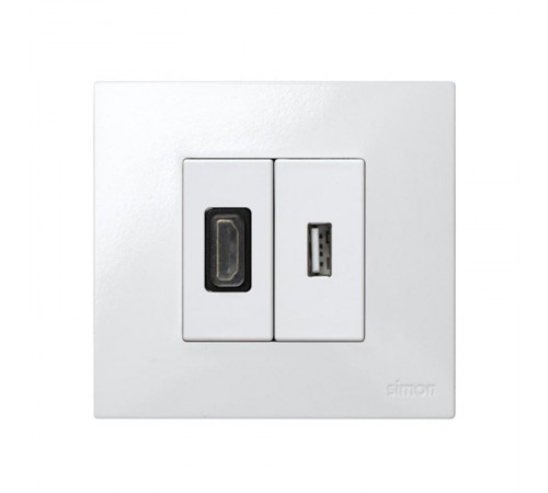 Simon 27 Розетка для подключения USB-разъёма 2.0, тип "А"(4*12мм), винтовое соединение, узкий модуль, S27, бе  2701090-030  Simon