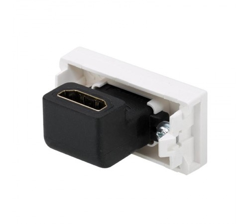 Simon 27 Розетка проходная угловая для подключения HDMI-разъёма аудио/видео v1.3, узкий модуль, S27, белый  2701094-030  Simon