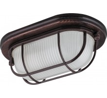 Светильник накладной пылевлагозащищенный под лампу НБО 04-60-022 220V 60Вт Е27 IP54 дерево, орех, овал, с решеткой  11576  FERON