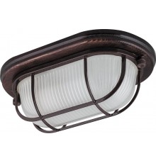 Светильник накладной пылевлагозащищенный под лампу НБО 04-60-022 220V 60Вт Е27 IP54 дерево, орех, овал, с решеткой  11576  FERON