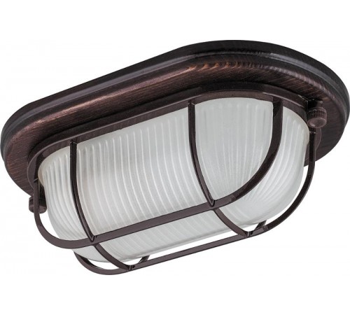 Светильник накладной пылевлагозащищенный под лампу НБО 04-60-022 220V 60Вт Е27 IP54 дерево, орех, овал, с решеткой  11576  FERON