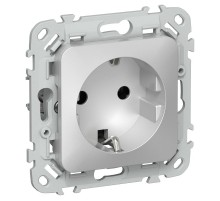 FLITE Розетка с заземлением без шторок быстрозажимные клеммы 16А РС11-1-ФлА алюминий  FI-R11-16-1-K47  IEK