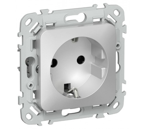 FLITE Розетка с заземлением без шторок быстрозажимные клеммы 16А РС11-1-ФлА алюминий  FI-R11-16-1-K47  IEK