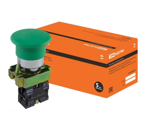 Кнопка BС31 "Грибок" без подсветки зеленый 1з   SQ0704-0043  TDM