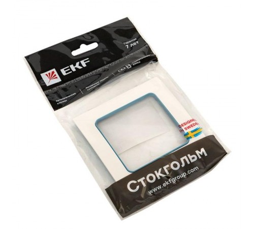 Стокгольм Рамка 1-местная белая с линией цвета синий EKF PROxima  EXM-G-304-30  EKF