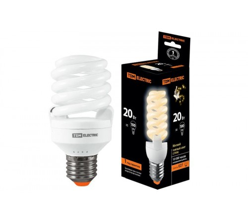 Лампа энергосберегающая КЛЛ-FSТ2-20 Вт-2700 К-Е27 (50х107 мм)  SQ0323-0064  TDM