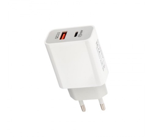 Сетевое зарядное устройство REXANT USB-A+USB-C адаптер, 18W белое 18-2216  REXANT
