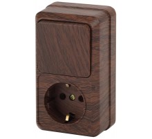 2-705-10 Intro Блок розетка+выкл. верт. 10(16)А-250В, IP20, ОУ, Quadro, венге  Б0036167  Intro