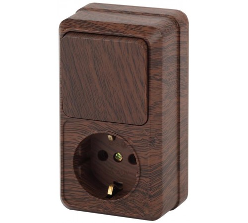 2-705-10 Intro Блок розетка+выкл. верт. 10(16)А-250В, IP20, ОУ, Quadro, венге  Б0036167  Intro