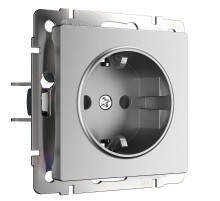 W1171165/ Электроустановочные изделия - Розетка с заземлением и шторками (серебряный матовый)a063613 Werkel
