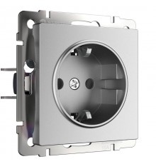 W1171165/ Электроустановочные изделия - Розетка с заземлением и шторками (серебряный матовый)a063613 Werkel