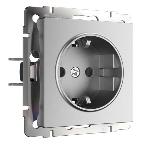 W1171165/ Электроустановочные изделия - Розетка с заземлением и шторками (серебряный матовый)a063613 Werkel