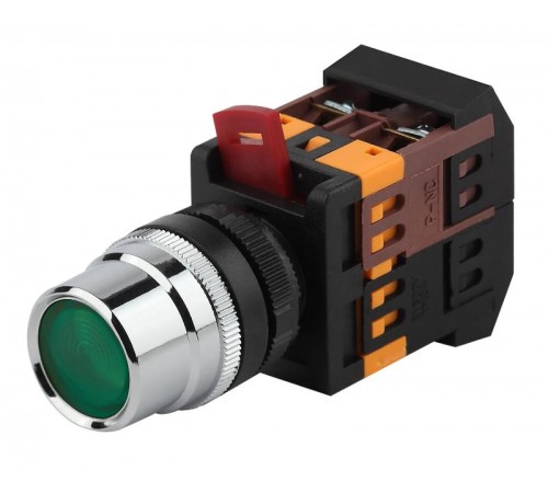 Кнопка управления  ABLF-22 зеленый d22мм неон/240В 1з+1р (10/400/3200)  Б0045650  ЭРА