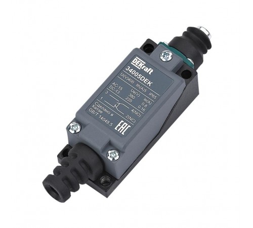 Концевой вык. метал. 1НО1НЗ Кнопочный плунжер  34005DEK  DEKraft