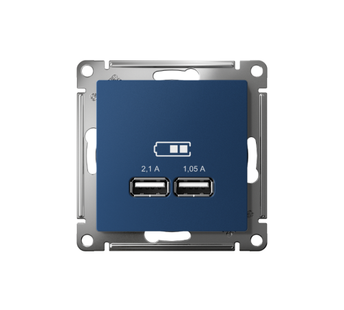 AtlasDesign Аквамарин USB Розетка A+A, 5В/2,1 А, 2х5В/1,05 А, механизм  ATN001133  SE