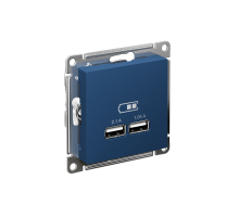 AtlasDesign Аквамарин USB Розетка A+A, 5В/2,1 А, 2х5В/1,05 А, механизм  ATN001133  SE