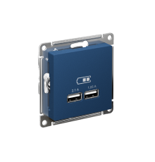 AtlasDesign Аквамарин USB Розетка A+A, 5В/2,1 А, 2х5В/1,05 А, механизм  ATN001133  SE