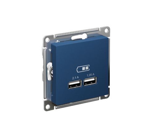 AtlasDesign Аквамарин USB Розетка A+A, 5В/2,1 А, 2х5В/1,05 А, механизм  ATN001133  SE
