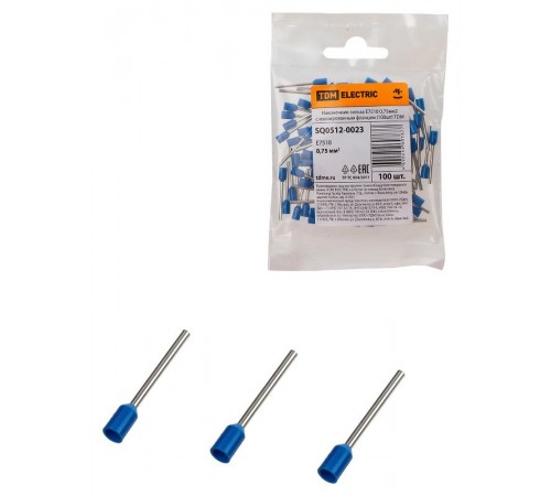 Наконечник-гильза Е7518 0,75мм2 с изолированным фланцем (100шт)  SQ0512-0023  TDM