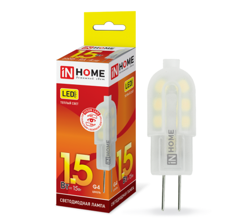 Лампа светодиодная LED-JC-VC 1.5Вт 12В G4 3000К 95Лм  4690612019772  IN HOME