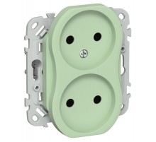 FLITE Розетка 2-ая без заземления без шторок 10А РС02-0-ФлФ фисташковый  FI-R20-10-K93  IEK