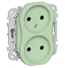 FLITE Розетка 2-ая без заземления без шторок 10А РС02-0-ФлФ фисташковый  FI-R20-10-K93  IEK