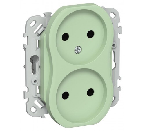 FLITE Розетка 2-ая без заземления без шторок 10А РС02-0-ФлФ фисташковый  FI-R20-10-K93  IEK