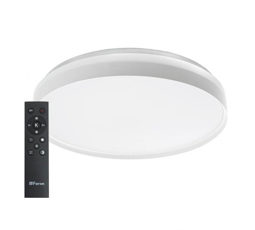 Светильник светодиодный управляемый с пультом 80W, Max. 5600Lm, 3000К-6500K, AL6230 "Simple matte"  48072  FERON