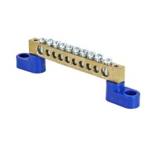 Шина "0" (8х12мм.) 125А 10 отверстий (2 изолятора стойка) латунь EKF PROxima  sn0-125-10-2  EKF