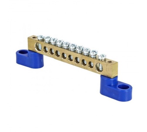 Шина "0" (8х12мм.) 125А 10 отверстий (2 изолятора стойка) латунь EKF PROxima  sn0-125-10-2  EKF