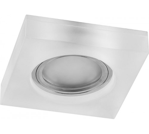 Светильник точечный встраиваемый под лампу, с LED подсветкой CD8180 15LED*2835SMD 4000K, MR16 50W G5.3 белый матовый "квадрат", хром  29708  FERON