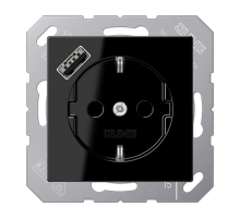 Розетка SCHUKO® с USB-зарядным устройством, тип А; термопласт; черный  A1520-18ASW  Jung