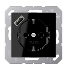 Розетка SCHUKO® с USB-зарядным устройством, тип А; термопласт; черный  A1520-18ASW  Jung