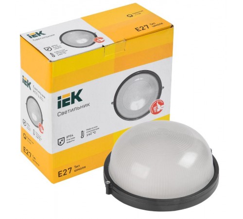 Светильник для ЖКХ НПП 1101 100Вт Е27 IP54 черный/круг  LNPP0-1101-1-100-K02  IEK