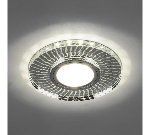 Светильник точечный встраиваемый под лампу, с LED подсветкой CD979 15LED*2835SMD 4000K, MR16 50W G5.3, прозрачный, хром  32995  FERON