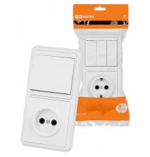 Блок комбинированный БКВР 3-х кл. выкл + розетка с/з  SQ1813-0009  TDM