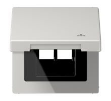 Накладка и крышка для двойных UAE розеток с символом "сеть"; термопласт; светло-серый  LS990BFKLLANLG  Jung