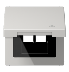 Накладка и крышка для двойных UAE розеток с символом "сеть"; термопласт; светло-серый  LS990BFKLLANLG  Jung