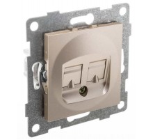 Ugra Розетка компьютерная и телефонная  (RJ45, RJ12), СУ, шампань  С11КТ-027  GUSI Electric
